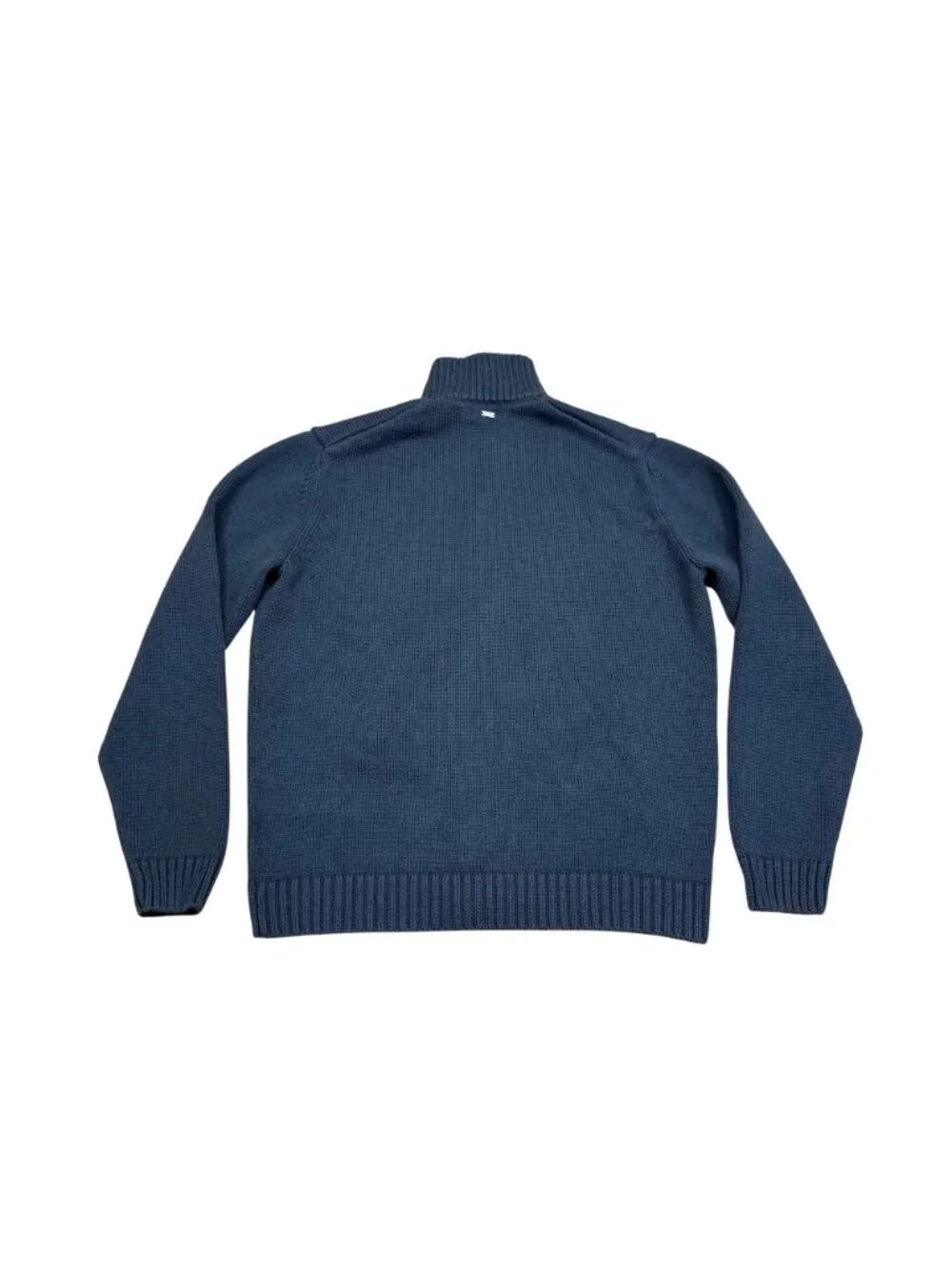 Vuori Denver Full Zip Sweater Men's Small Ink Blue Merino Wool Blend Mock Neck V